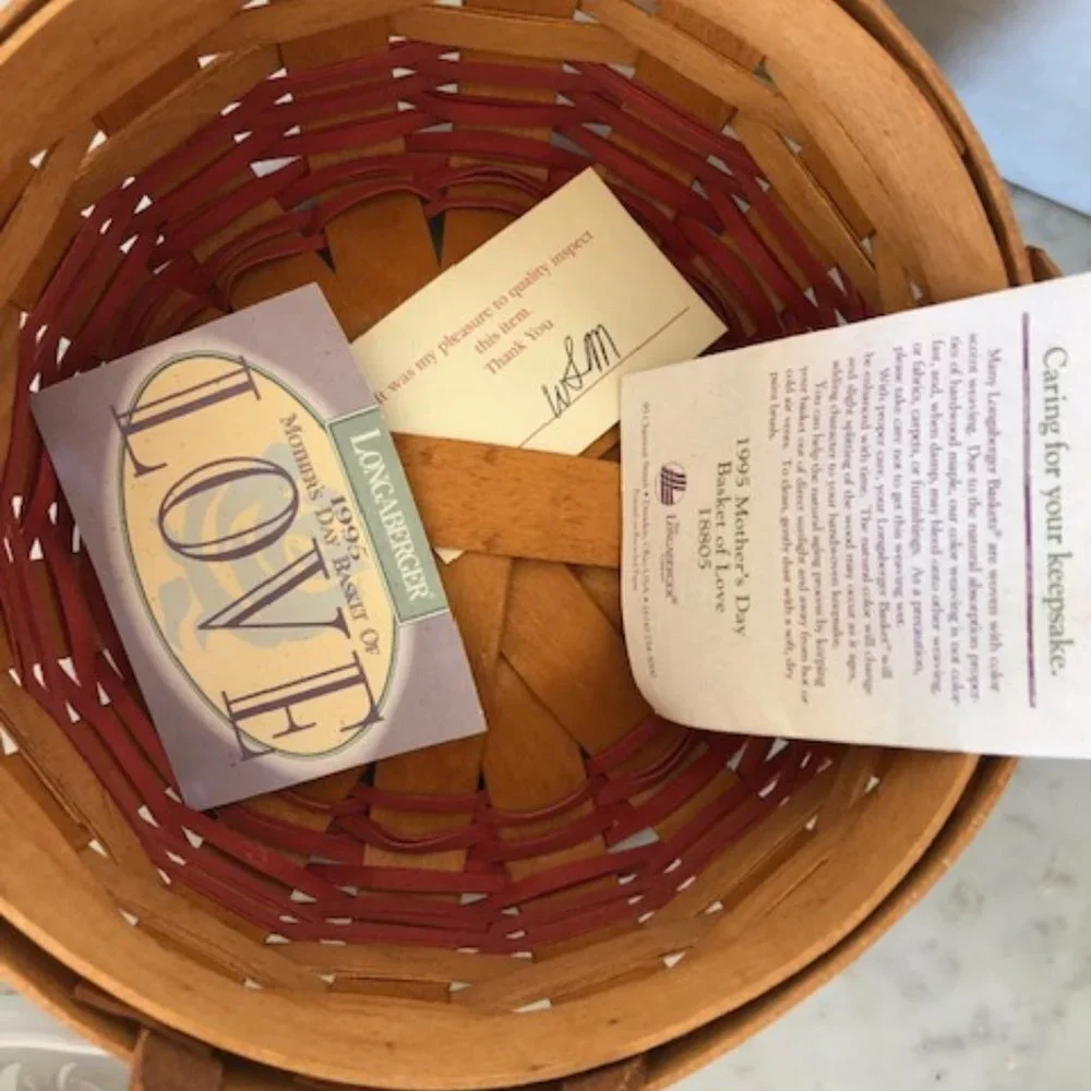 LONGABERGER Mother's Day Basket of Love Liner Protector 1995
